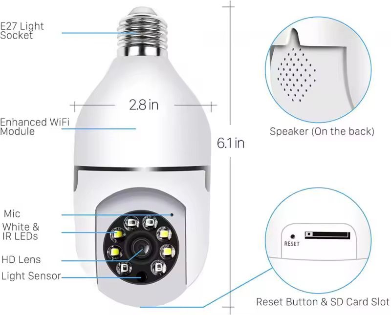 Smart Home Security System Wireless Lights 360 Degree Night Vision Surveillance Remote View CCTV Security WIFI Light Bullb Camera _1