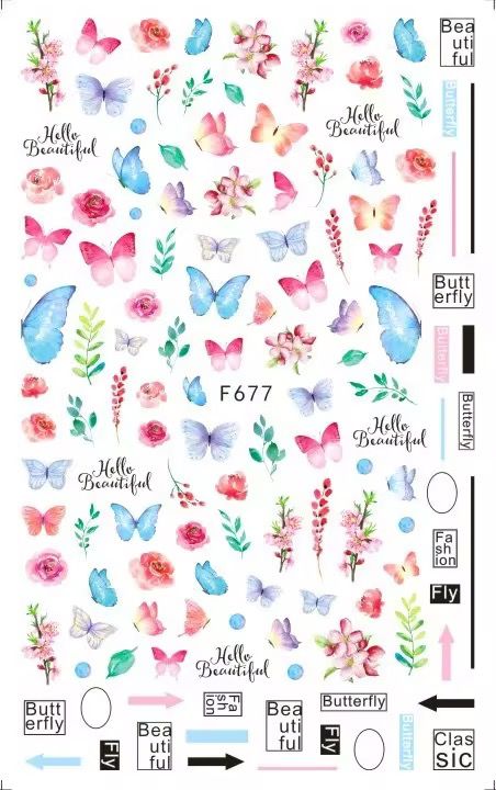 Wholesale New Japanese Style Butterfly Flower Nail Deeäls3D Art Waterproof Self Adhesive Nail Stickers Manicures Decorations DIY_2