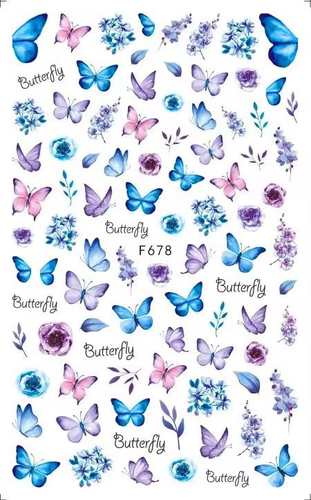 Wholesale New Japanese Style Butterfly Flower Nail Deeäls3D Art Waterproof Self Adhesive Nail Stickers Manicures Decorations DIY_3