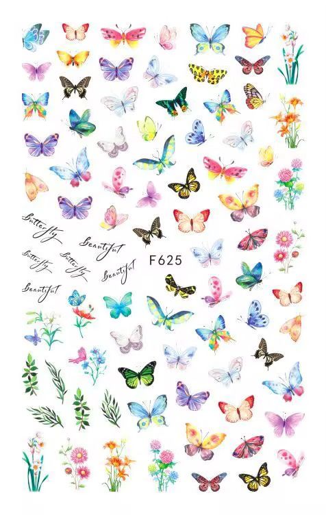 Wholesale New Japanese Style Butterfly Flower Nail Deeäls3D Art Waterproof Self Adhesive Nail Stickers Manicures Decorations DIY_1