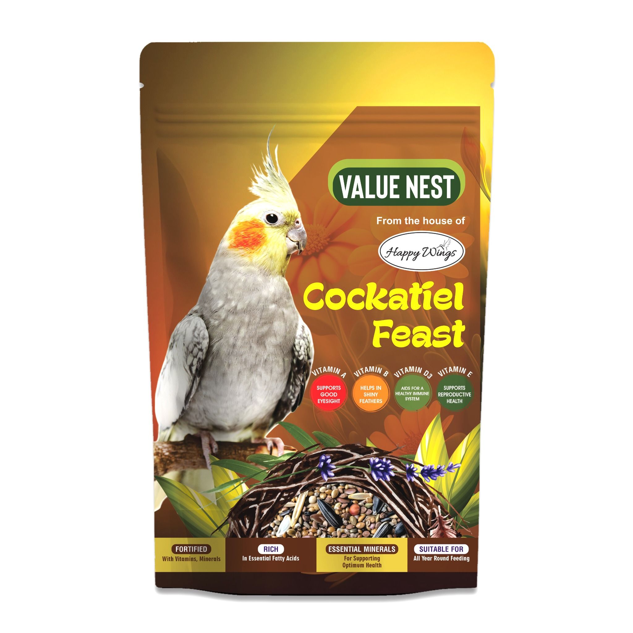 Happy Wings Premium Bird Food for Cockatiel 500 GR_0