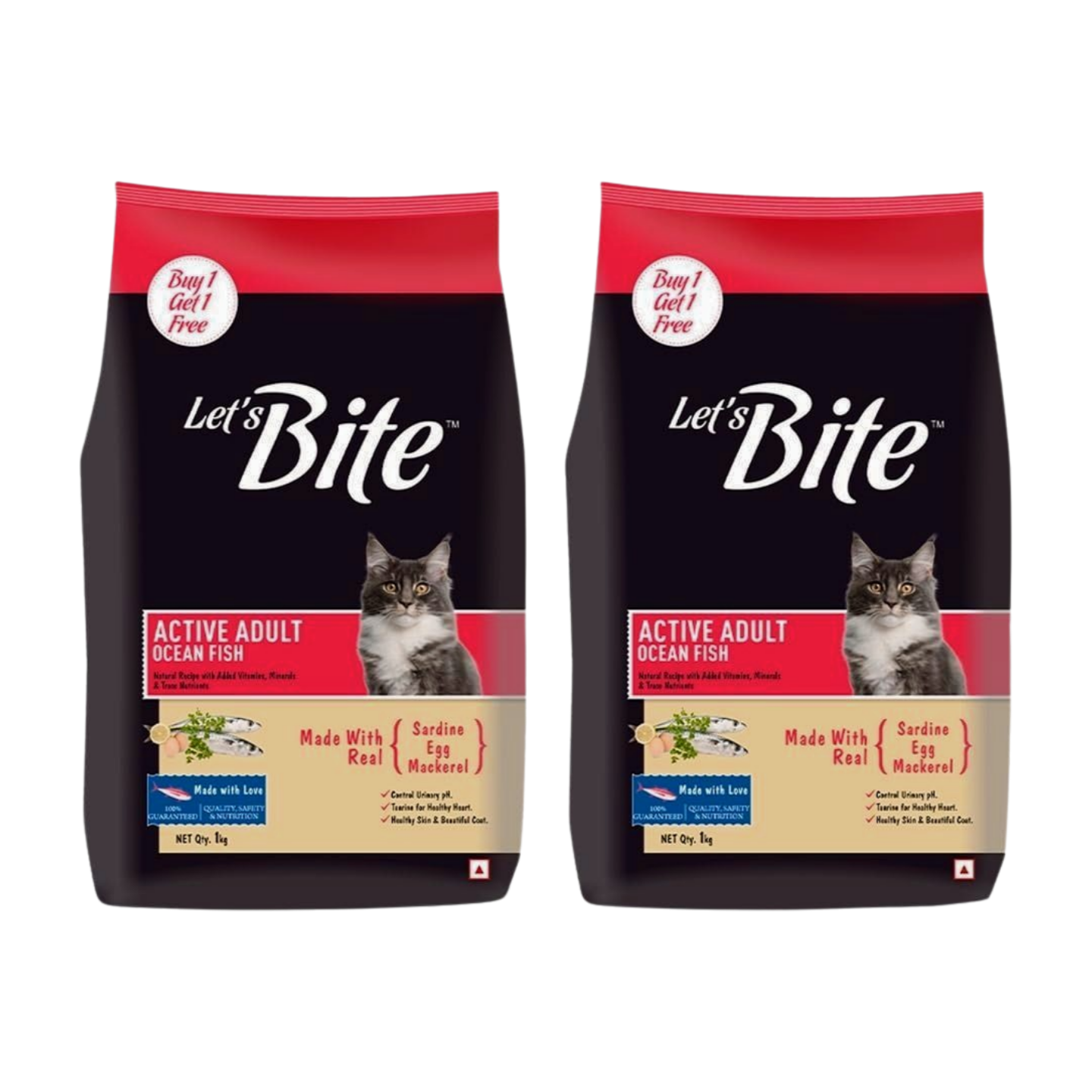 LetsBite Cat Food Active Kitten 1kg - Buy 1 Get 1 Free_0