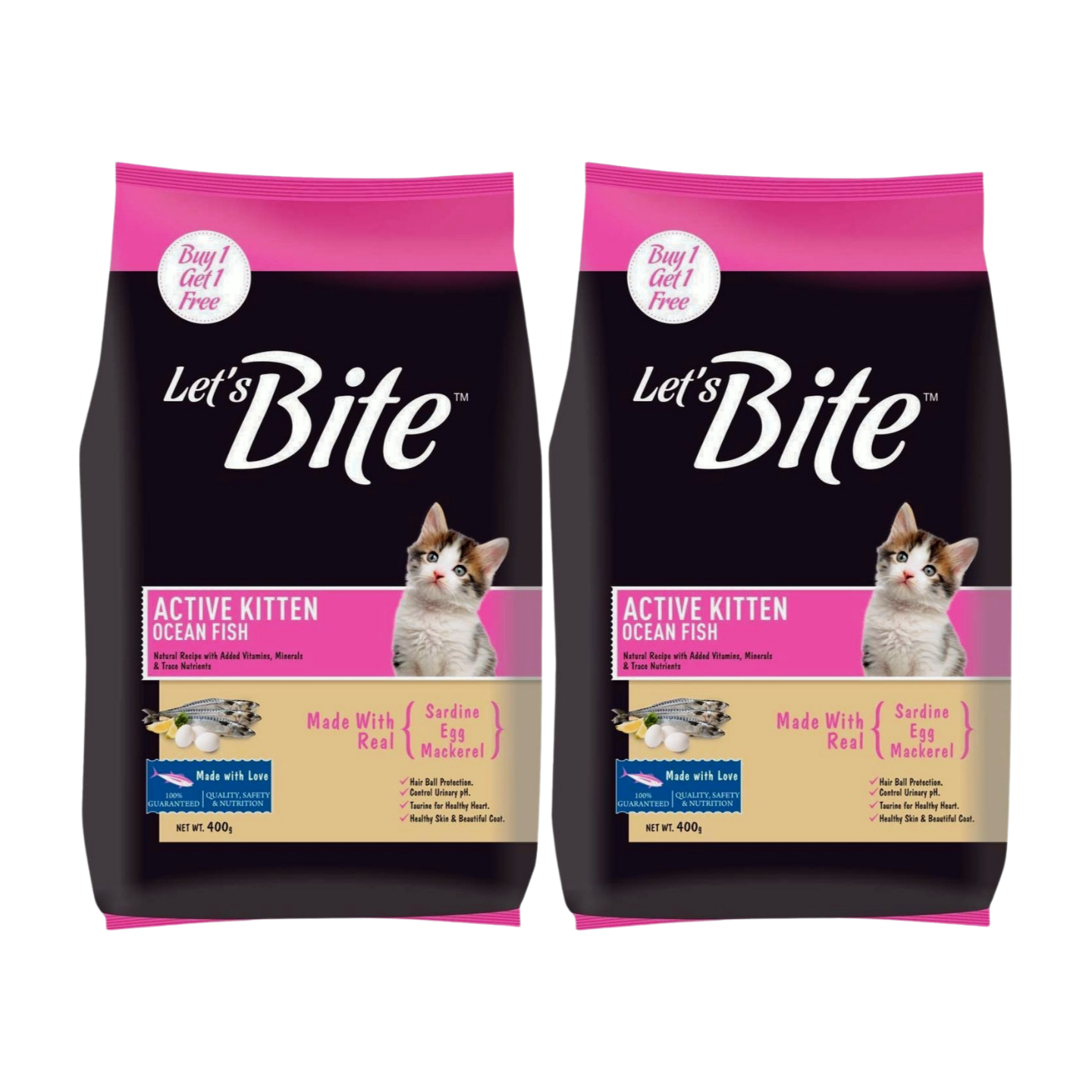 LetsBite Cat Food Active Kitten 400g - Buy 1 Get 1 Free_0