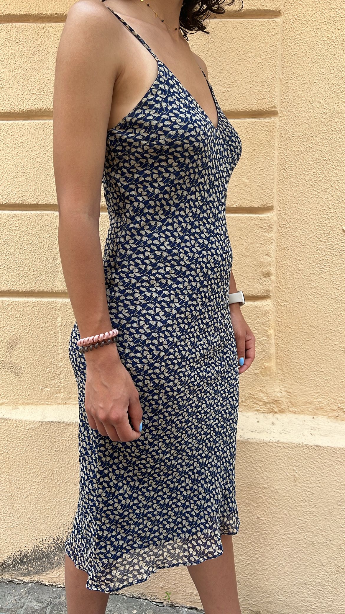 Blue Floral Print Midi Slip Dress_2