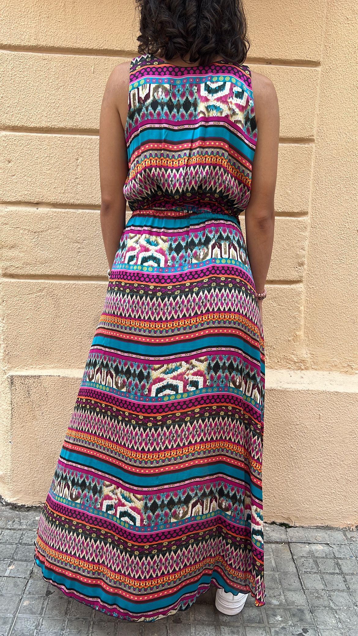Vibrant Print High-Low Wrap Dress_4
