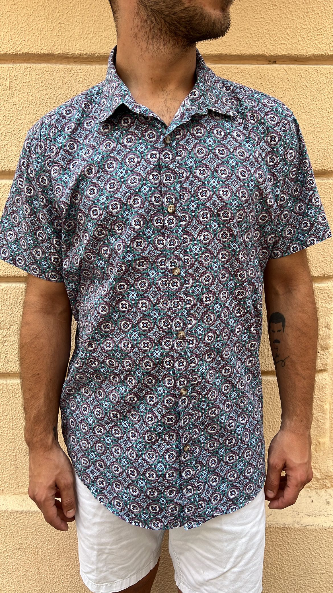 Retro Geometric Print Shirt_1