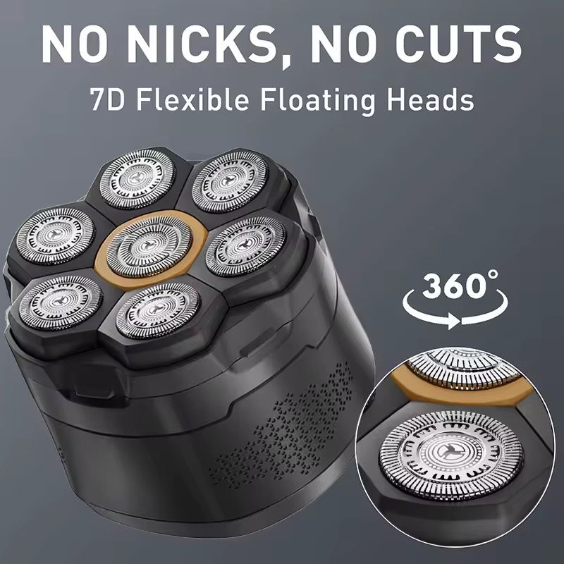 Komingdon Upgraded 7D Rotating Electric Shaver Magnetic Floating Heads Beadr Hair Razor Hypoallergenic Head Shavers for Bald Men_1