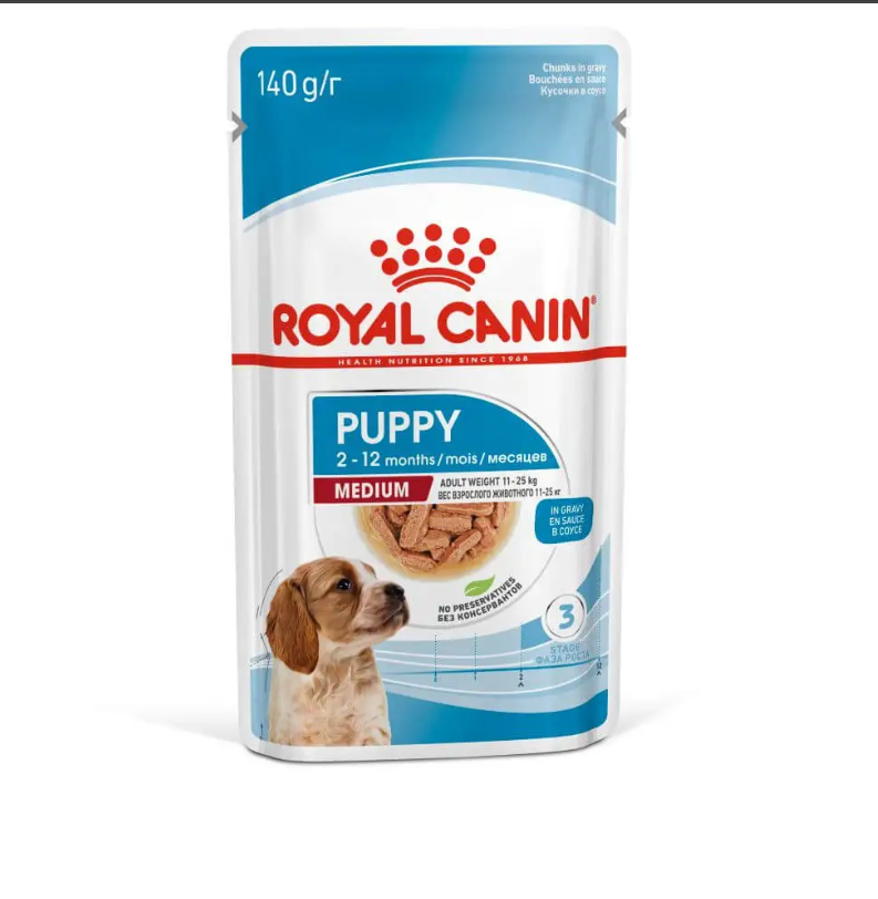 Royal Canin Size Health Nutrition Medium Puppy (WET FOOD - Pouches) 10 x 140g_0