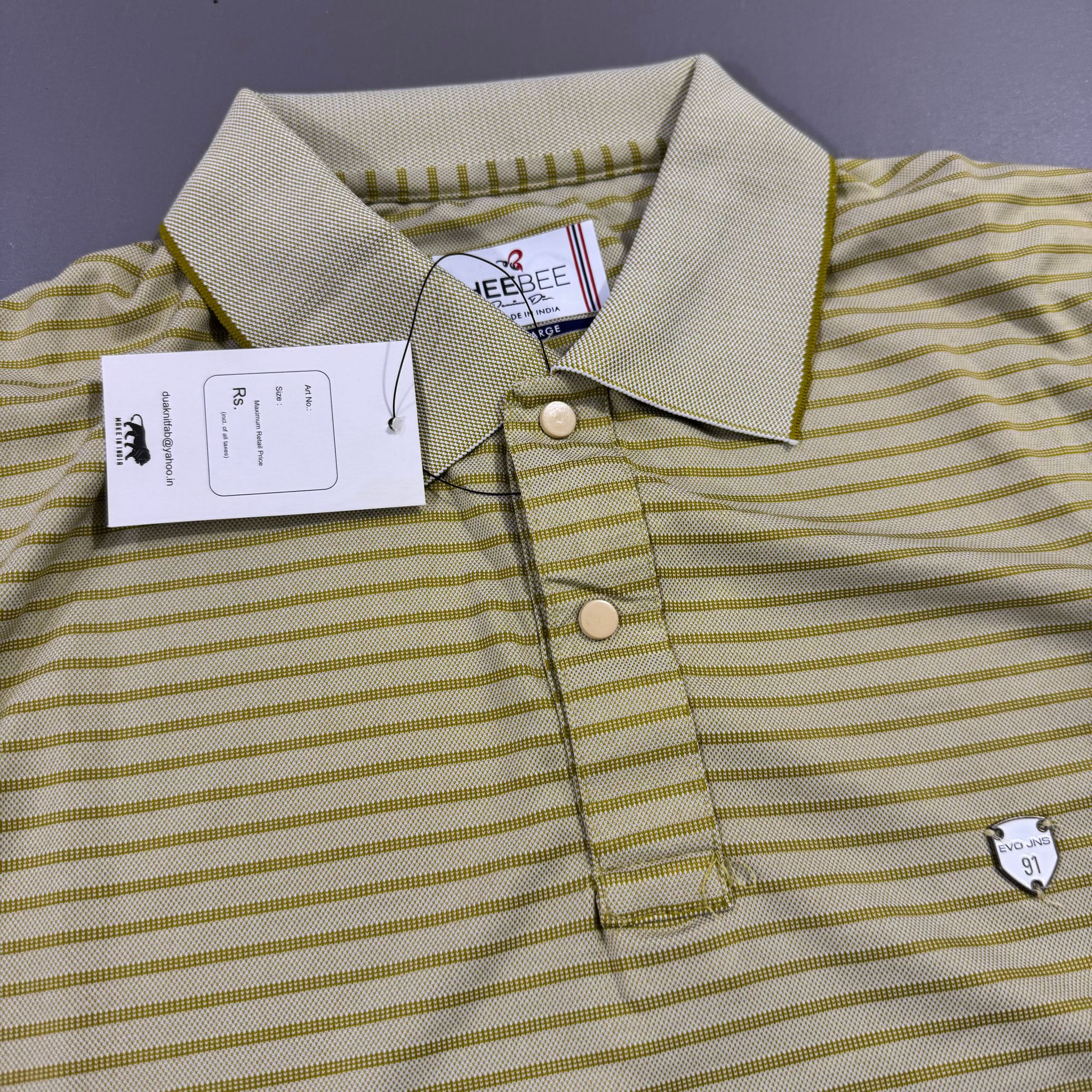HEEBEE HORIZONTAL STRIPPED POLO SHIRT -  CURRY_1