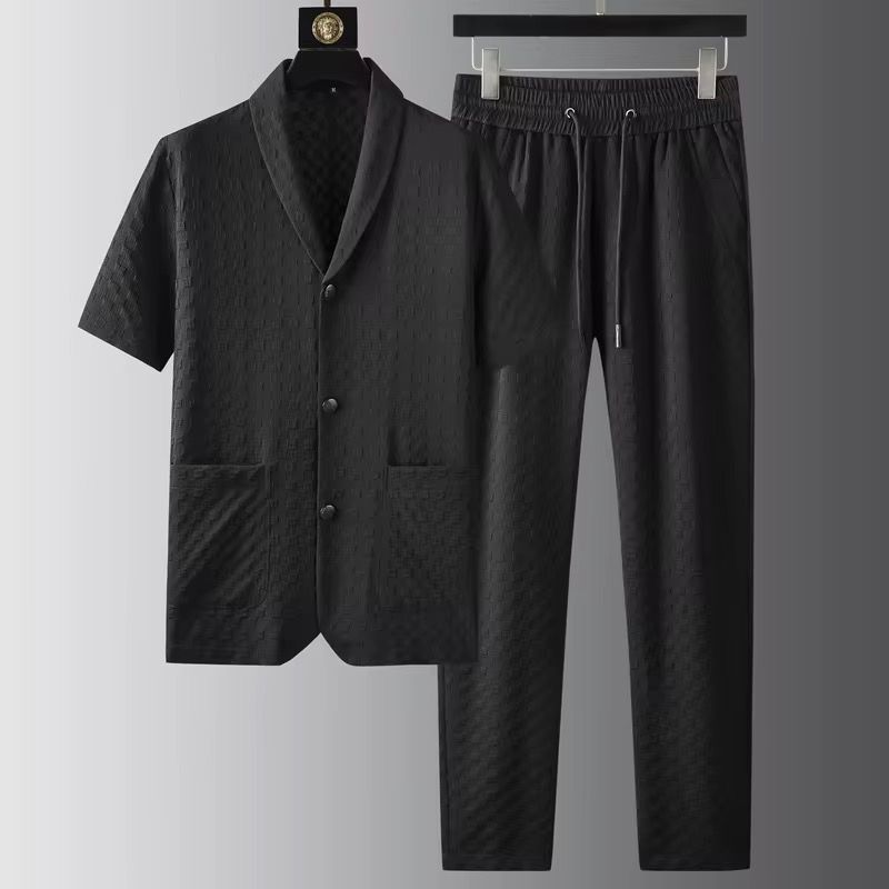 Summer Short Sleeve Tops and Pants Suits Breathable Casual T Shirt Running Set_2