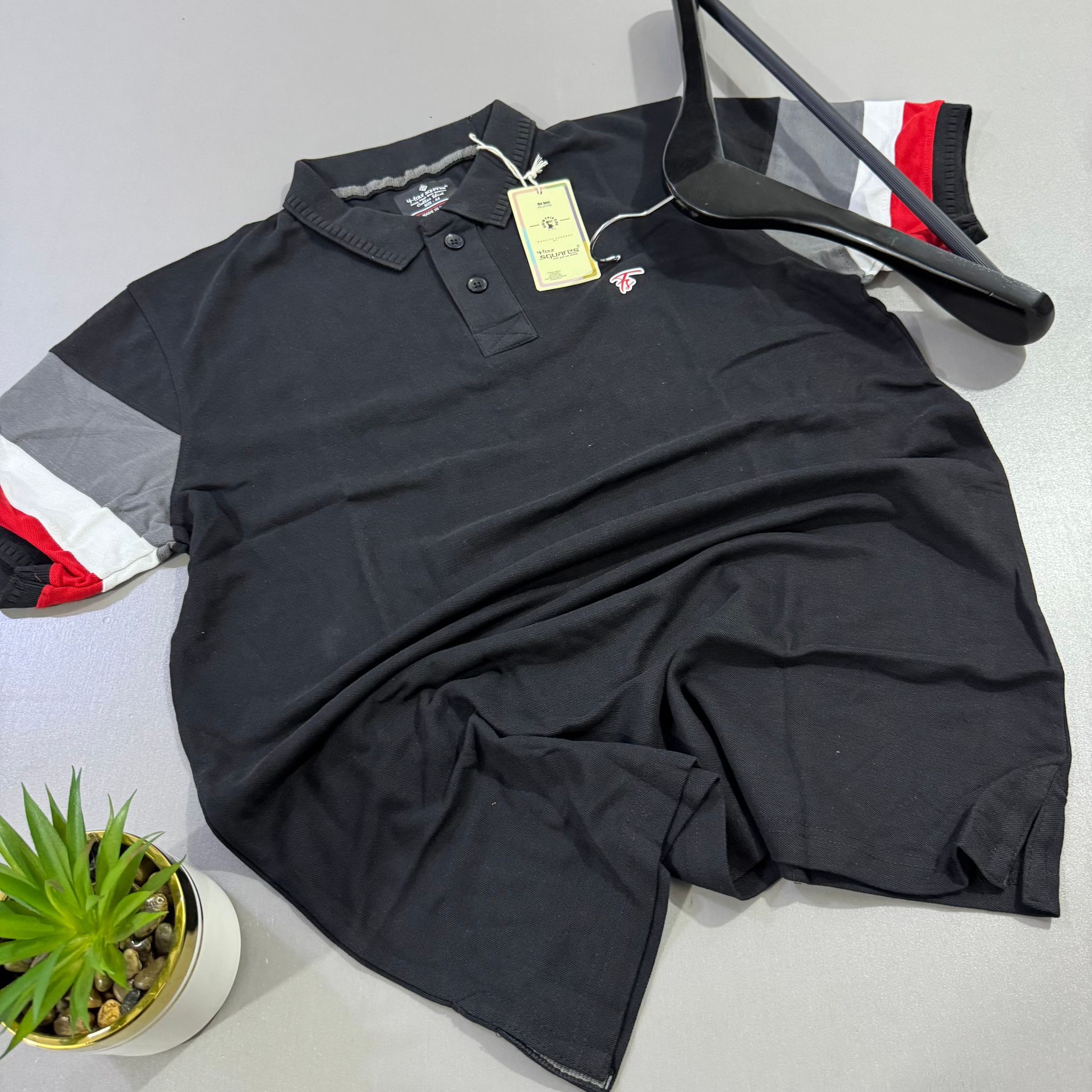 FOUR SQUARES POLO- BLACK_0