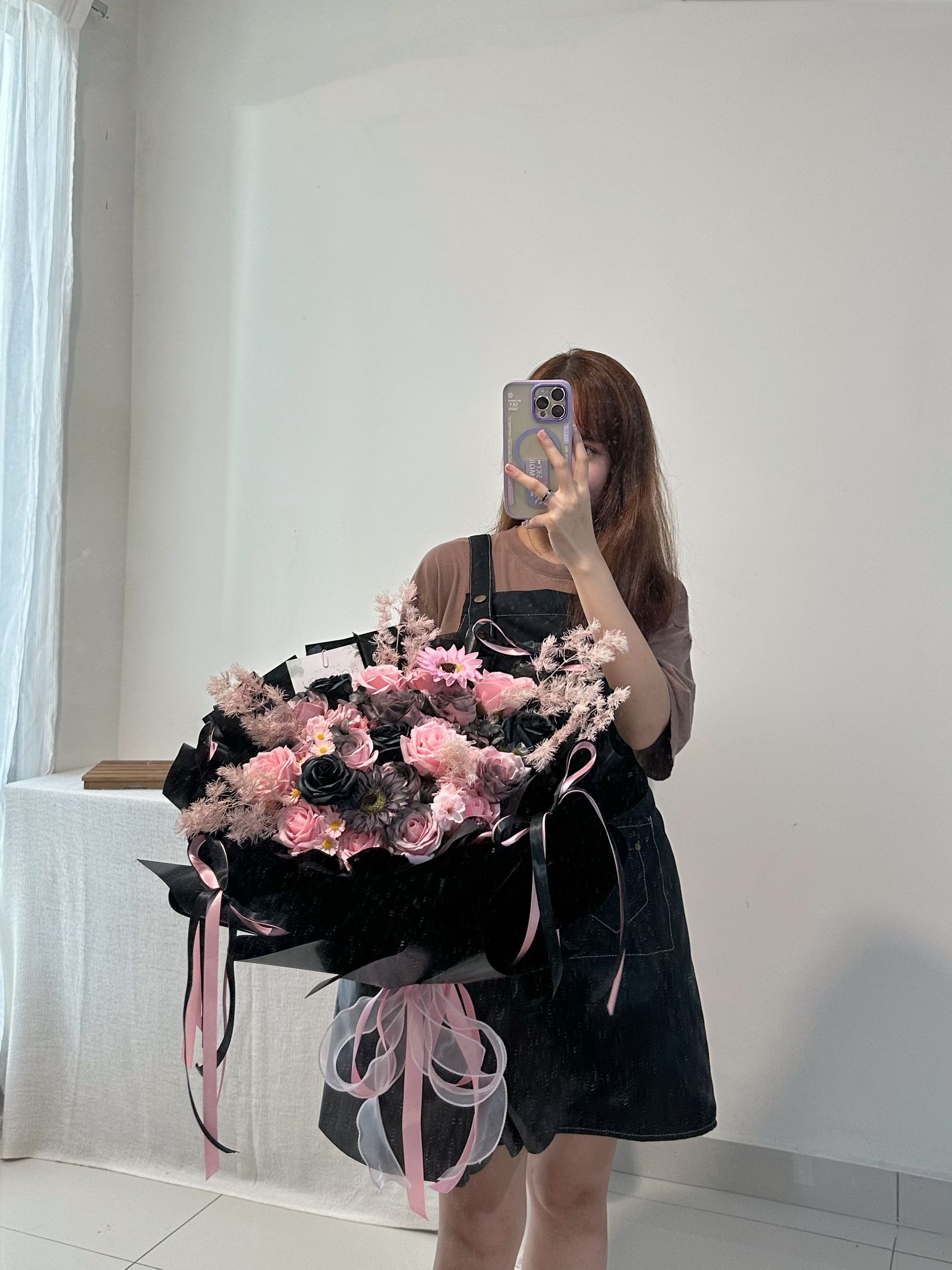 Black Pink Soap Rose Big Bouquet _2