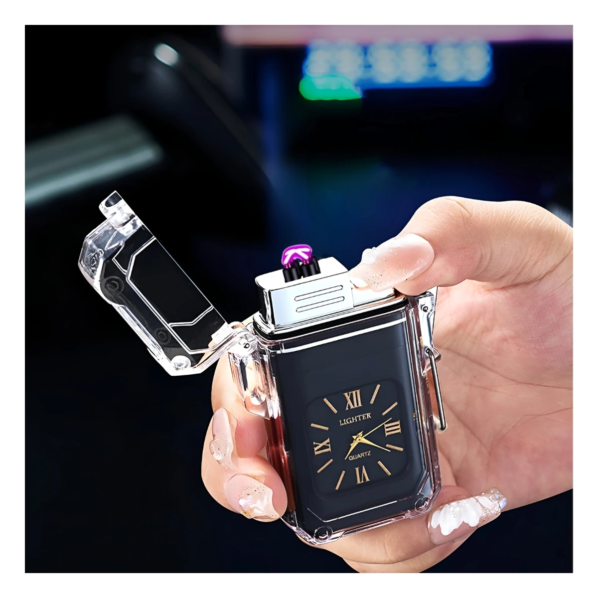 ENCENDEDOR DE CIGARRILLO CON RELOJ ANALG._1