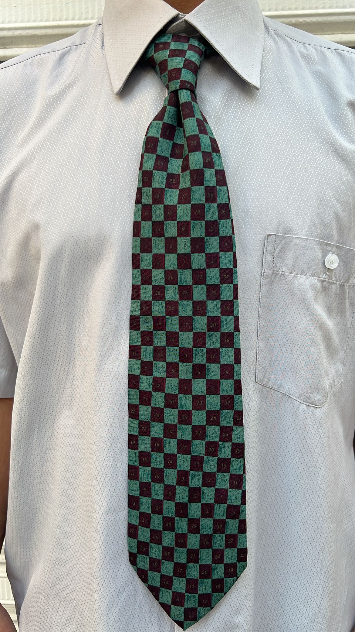 Green & Burgundy Checkered Tie_1