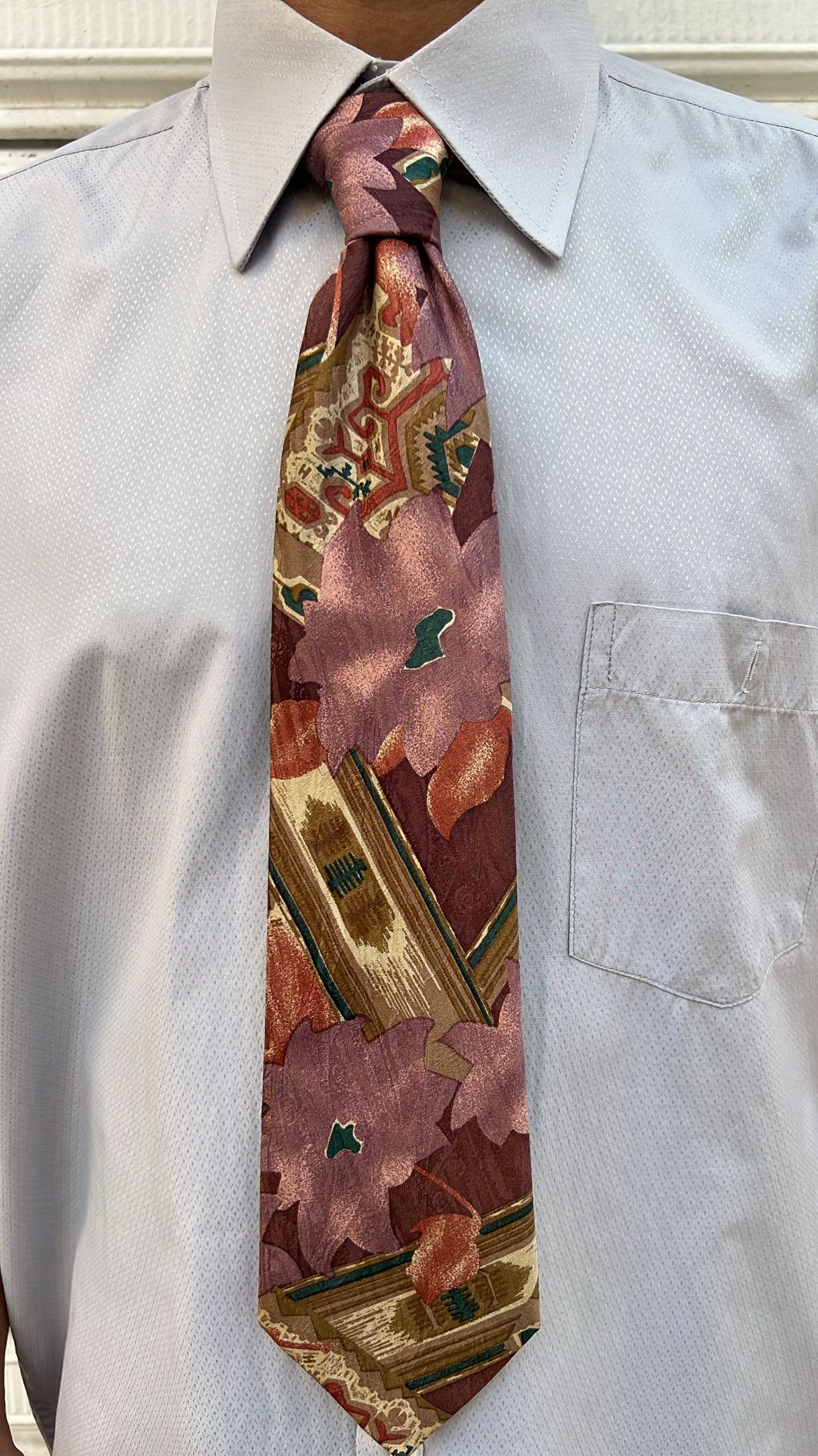  Pink & Brown Abstract Floral Tie_1