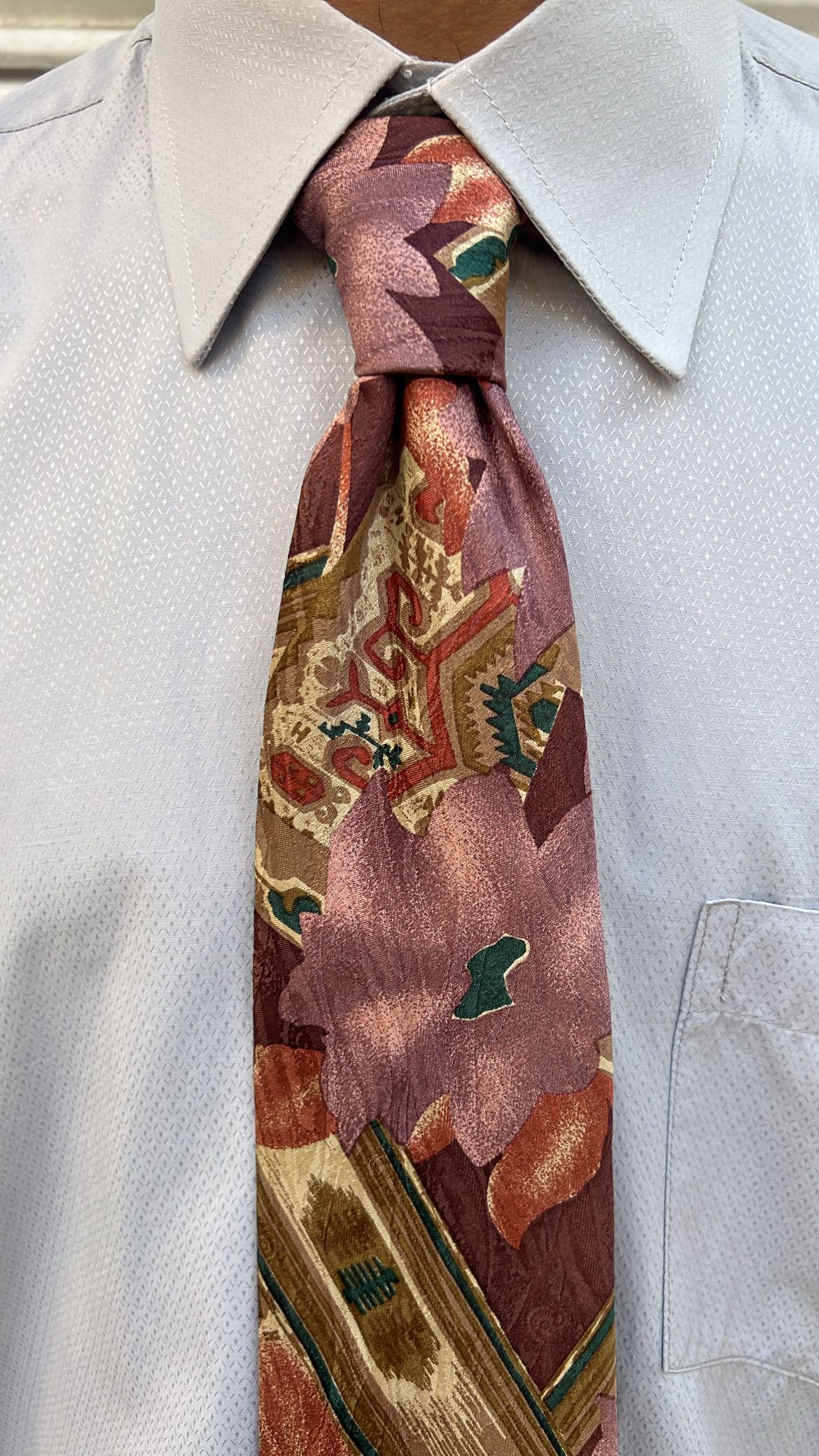  Pink & Brown Abstract Floral Tie_0