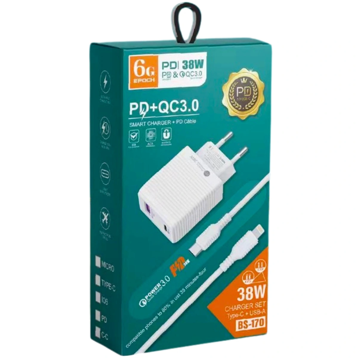 CARGADOR EPOCH 6G BS-170 CABLE TIPO C INCL USB+PD_0