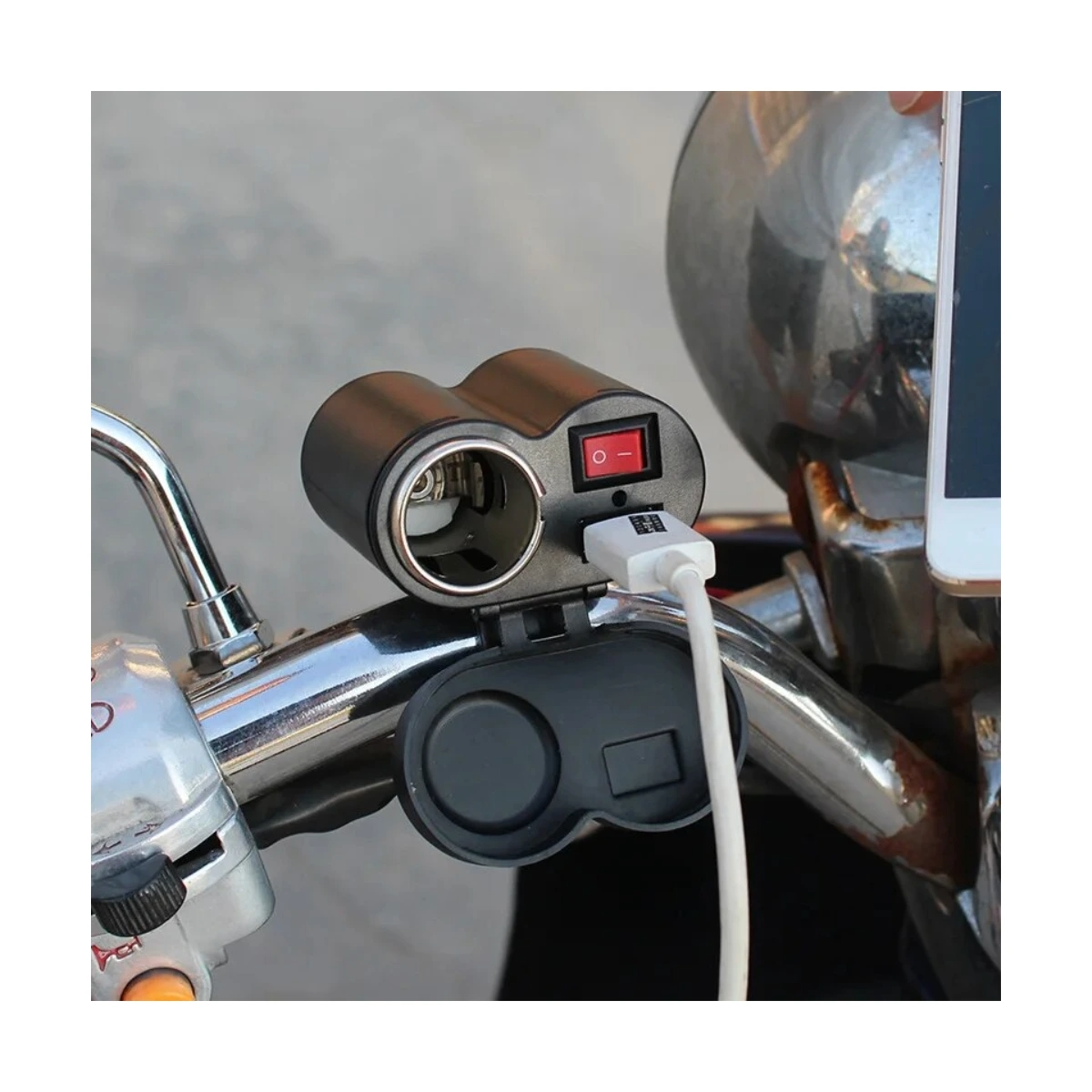 CARGADOR DE CELULAR PARA MOTO CON ENCENDEDOR Y USB_1