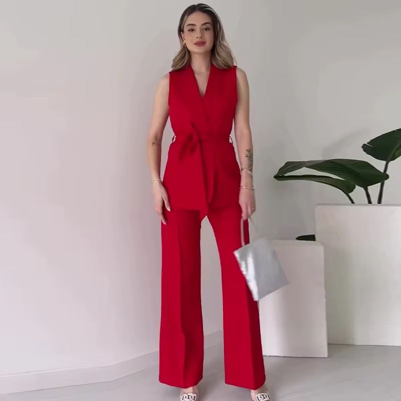 C0318 Trendy Outfits for Women Formal Sets Elegant Ladies Suits Office Wear Top and Pants Two Piece Set Women Clothing_4