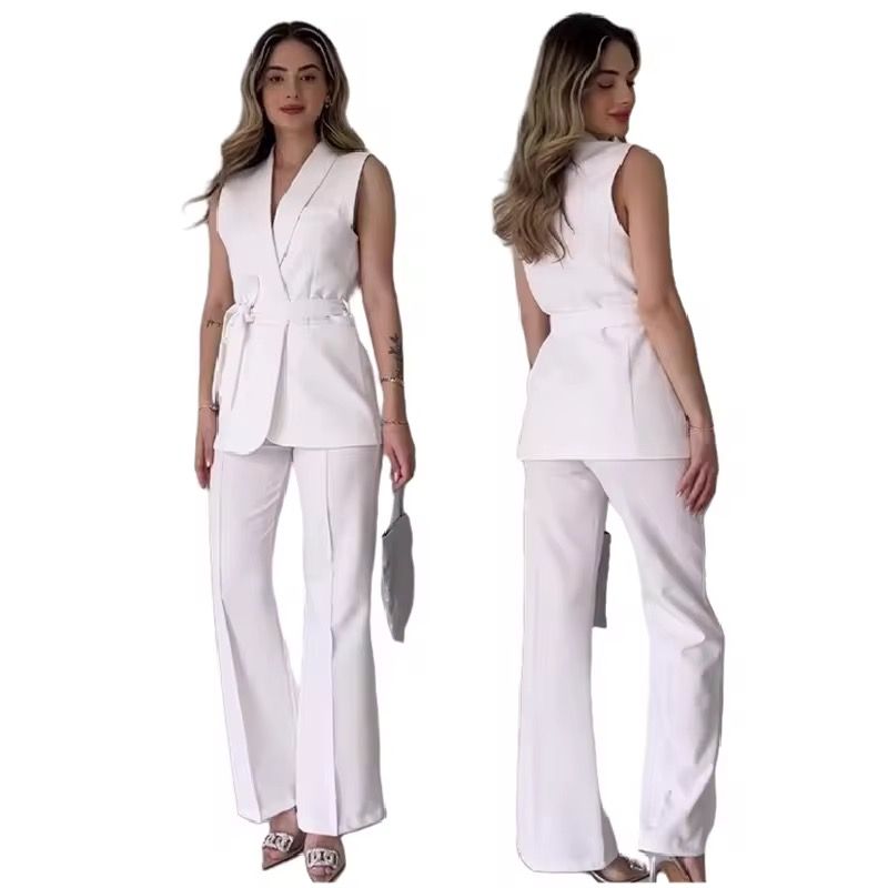 C0318 Trendy Outfits for Women Formal Sets Elegant Ladies Suits Office Wear Top and Pants Two Piece Set Women Clothing_2