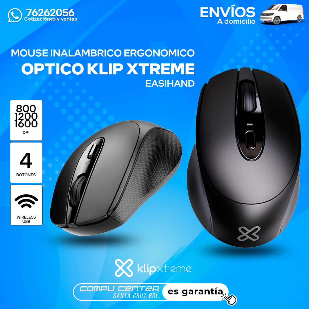KLIP XTREME EASIHAND / MOUSE INALAMBRICO / ERGONOMICO / 1600 DPI_0