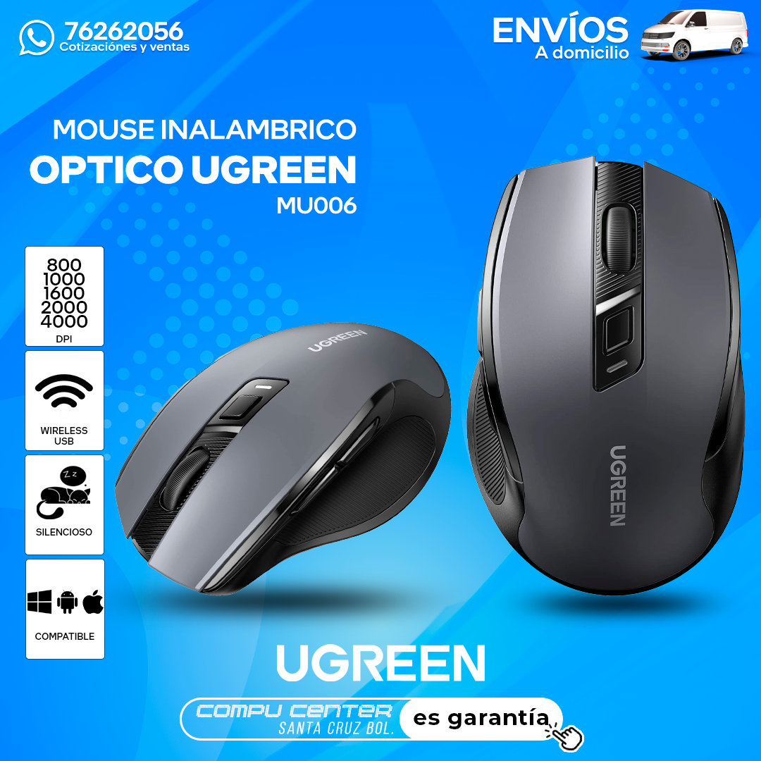 UGREEN MU006 / MOUSE INALAMBRICO / WIRELESS / 4000 DPI / SILENCIOSO_0