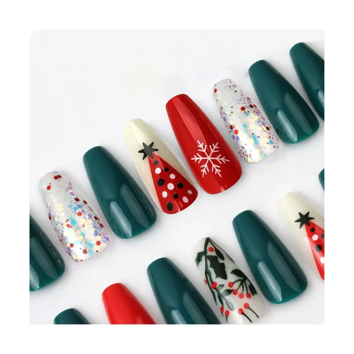 SET DE UÑAS 30 U GOMA Y STICK NAV ROJO/VERD (6936505105282)_0