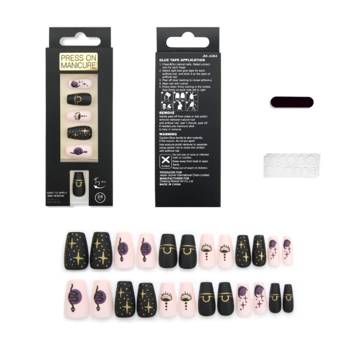 SET DE UÑAS 24 U GOMA Y STICK NEGRO EGIPTO (6936505108245)_0