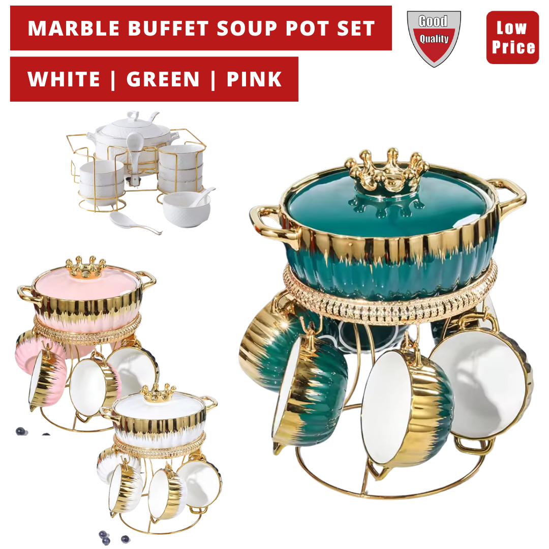 MARBLE BUFFET SOUP POT SET_0