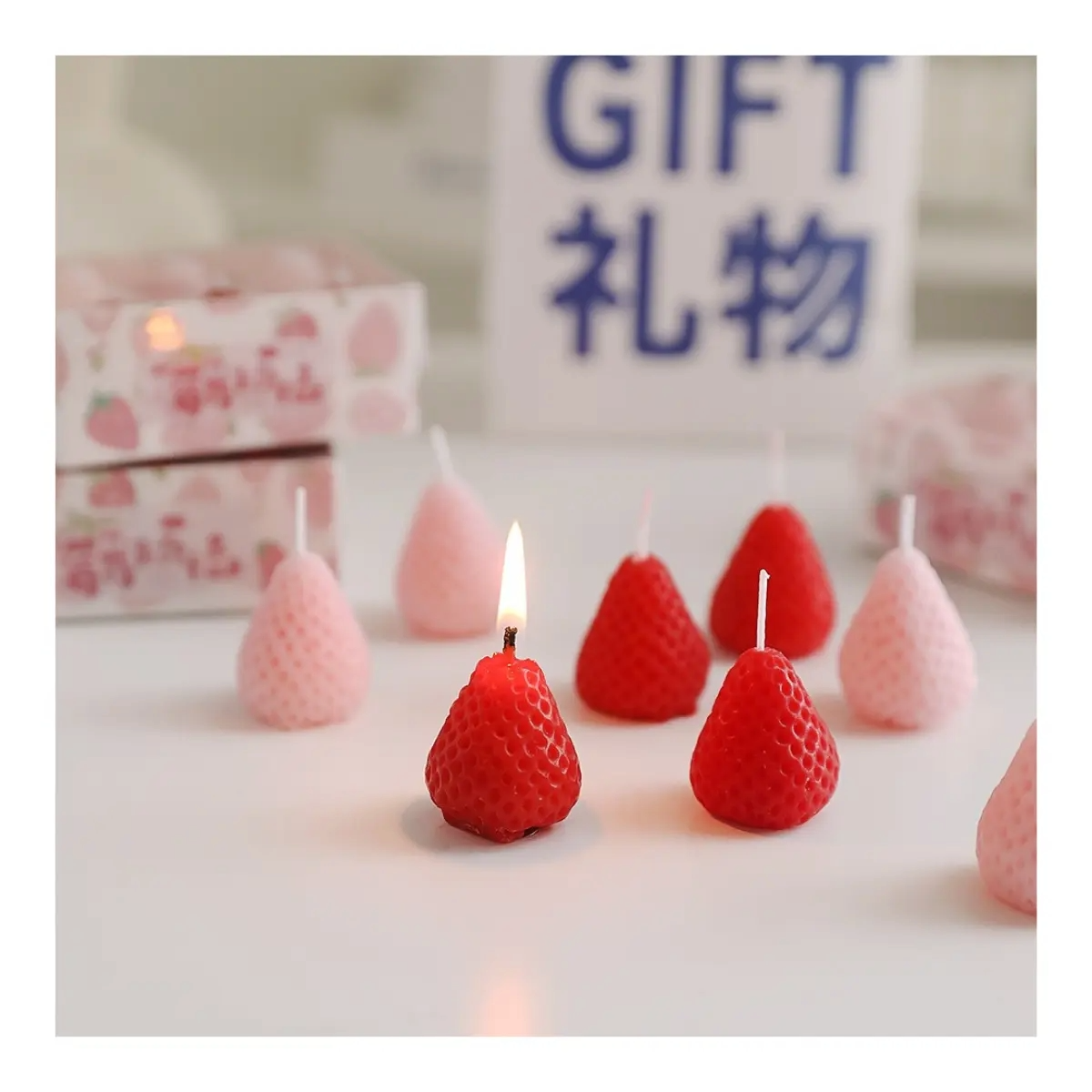 VELAS DECORATIVA FRESAS SET DE 6_1