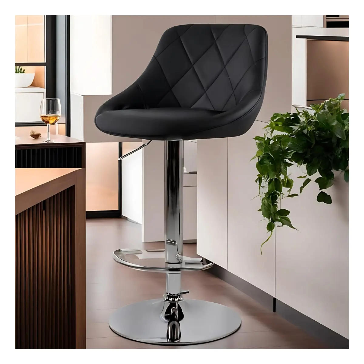 SILLA ALTA PARA BAR BASE CROMADA MOD MILANO NEGRO_1