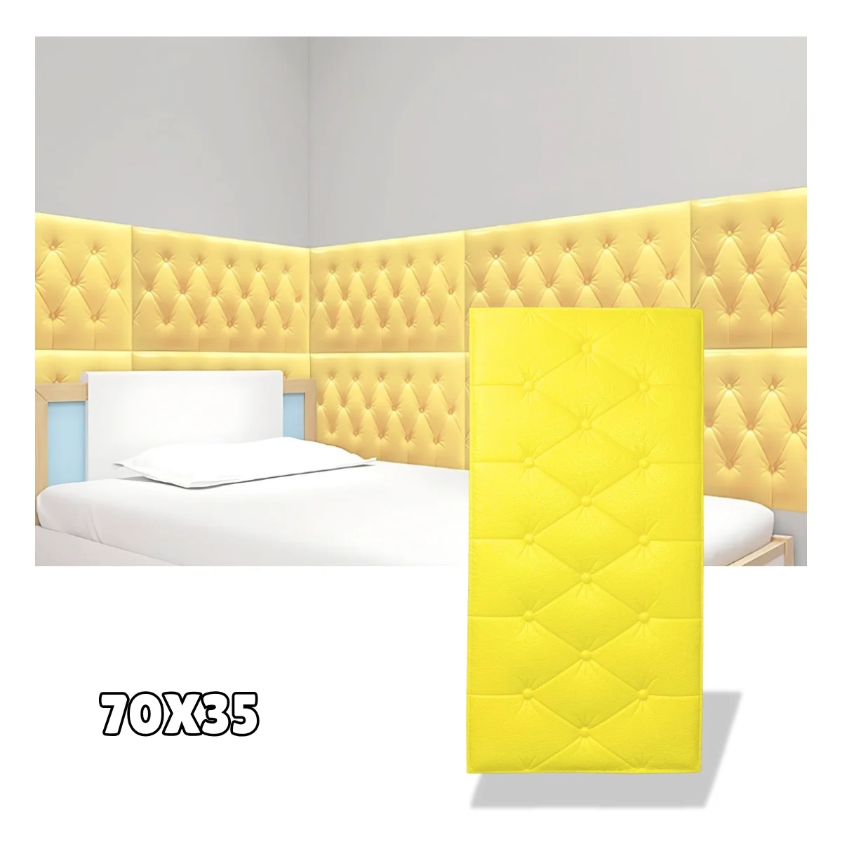 SET DE 5 LAMINAS DE RECUBR. ESPUMA P/PARED TIPO BOTON 70x35 CM_2