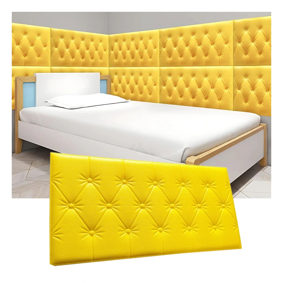 SET DE 5 LAMINAS DE RECUBR. ESPUMA P/PARED TIPO BOTON 70x35 CM_1