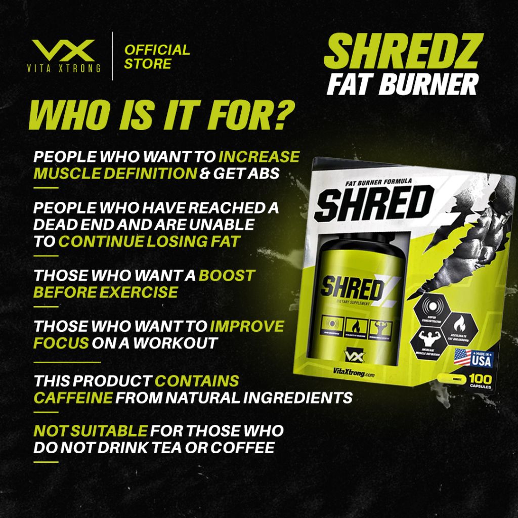 Vitaxtrong Shredz (100 capsules) | Energy Boost, Fat Burner [VX]_1