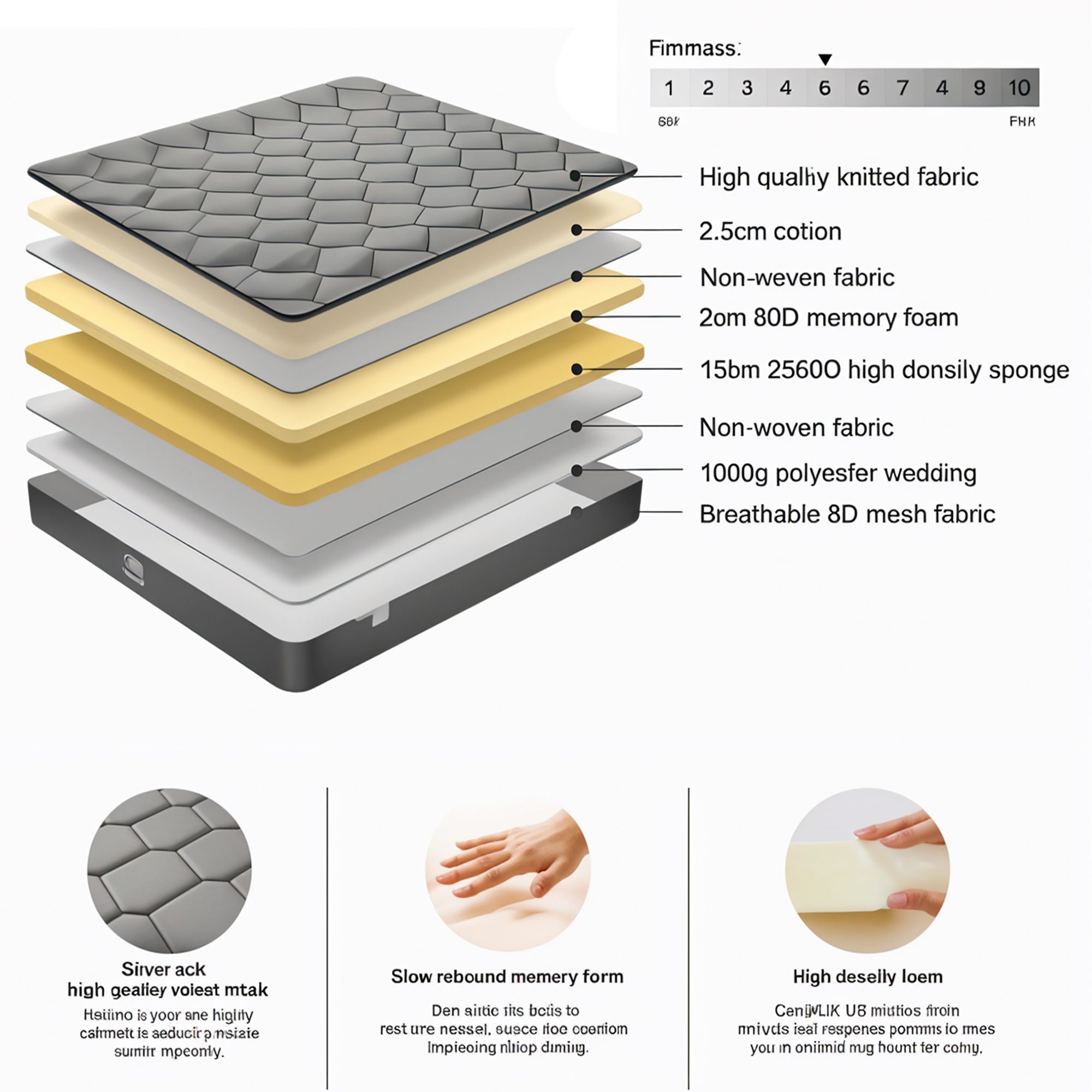 HAYATH MEMORY FOAM MATTRESS DOUBLE 4X6.3 FEET 8 INCHES_2