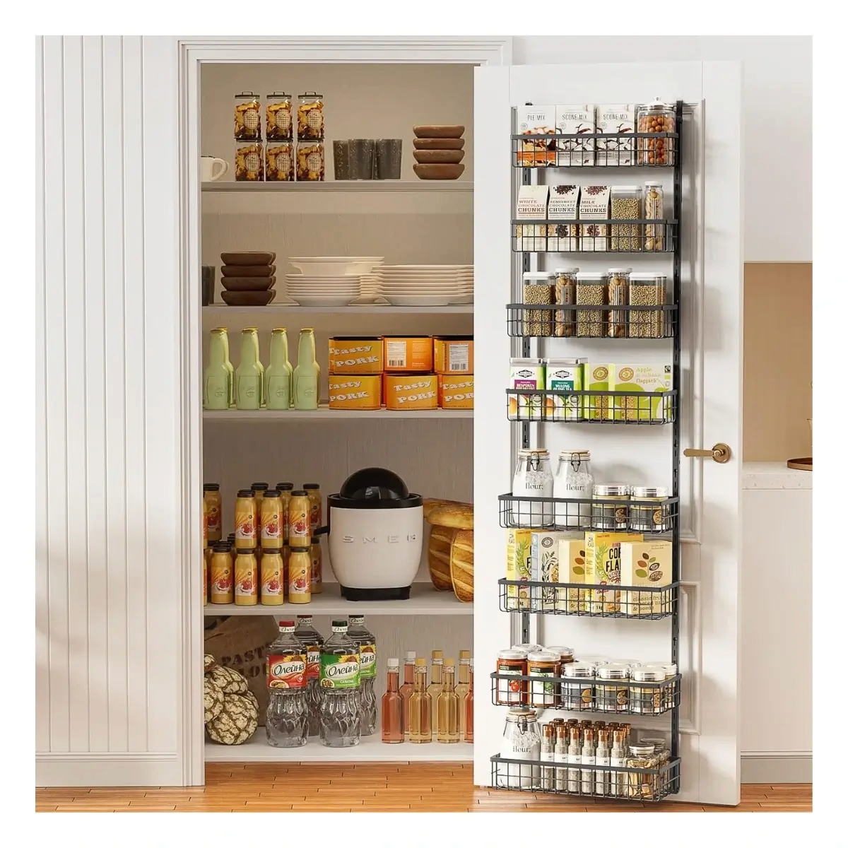 ORGANIZADOR VERTICAL METALICO 8 ESTANTES PARA PARED LISA_0