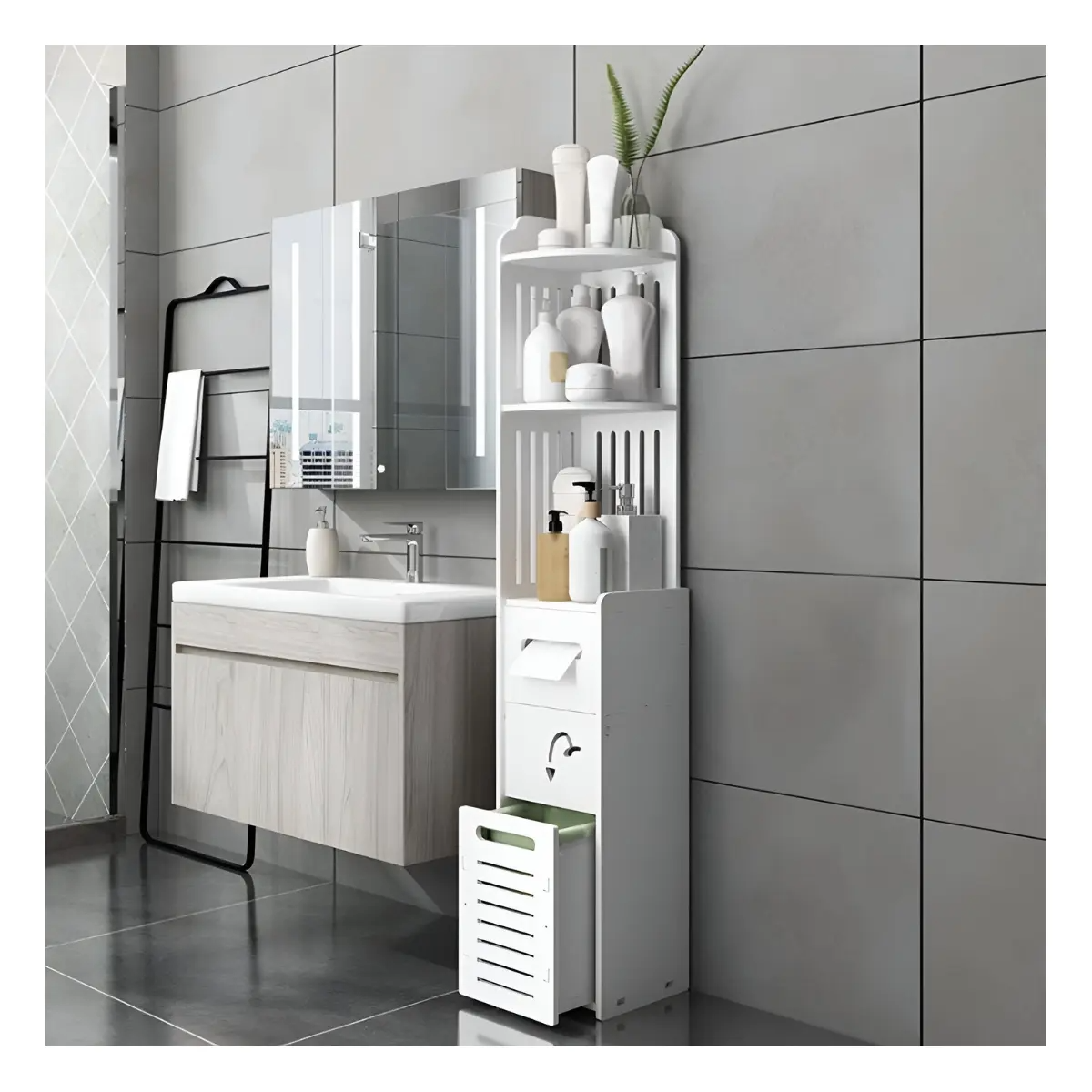 ORGANIZADOR VERTICAL ESQUINERO CON GAVETAS 120*20*20 CM_0