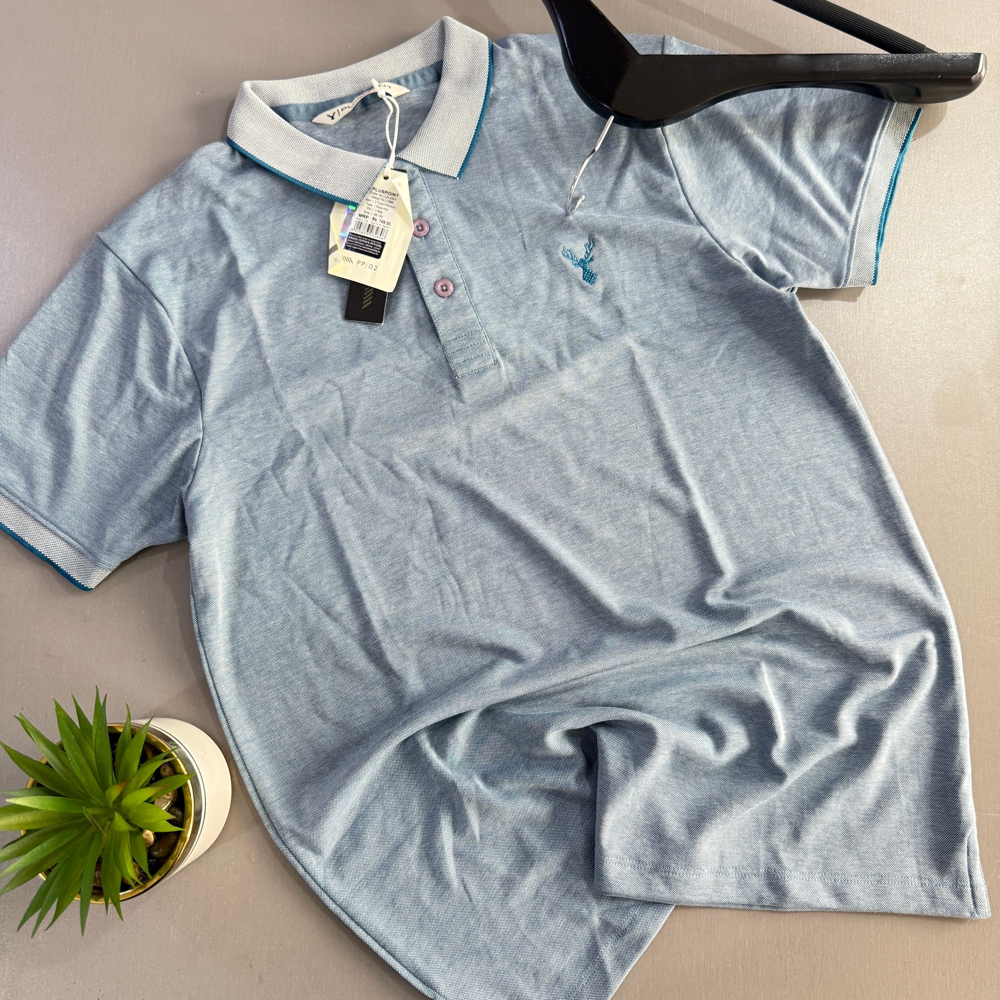 PLUS POINT POLO SHIRT - BLUE_1