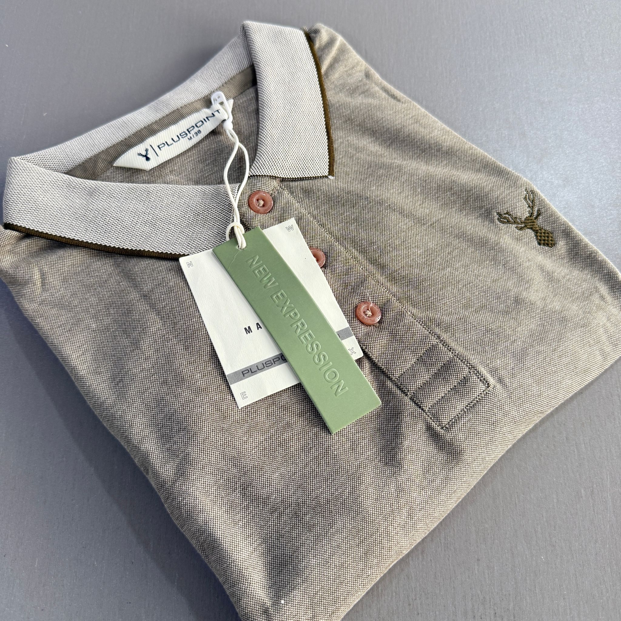 PLUS POINT POLO SHIRT - DARK NUDE_0