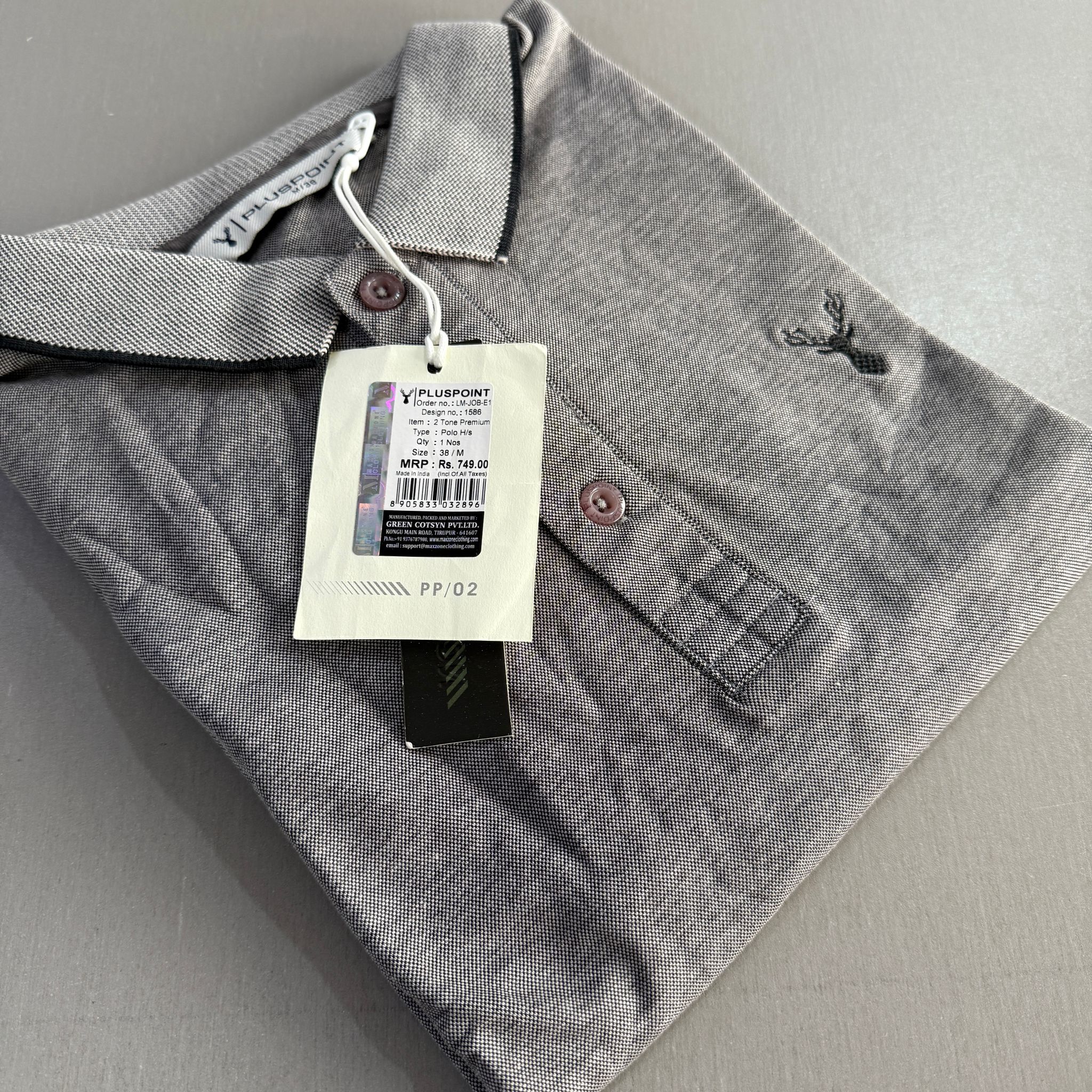 PLUS POINT POLO SHIRT - DARK GREY_0