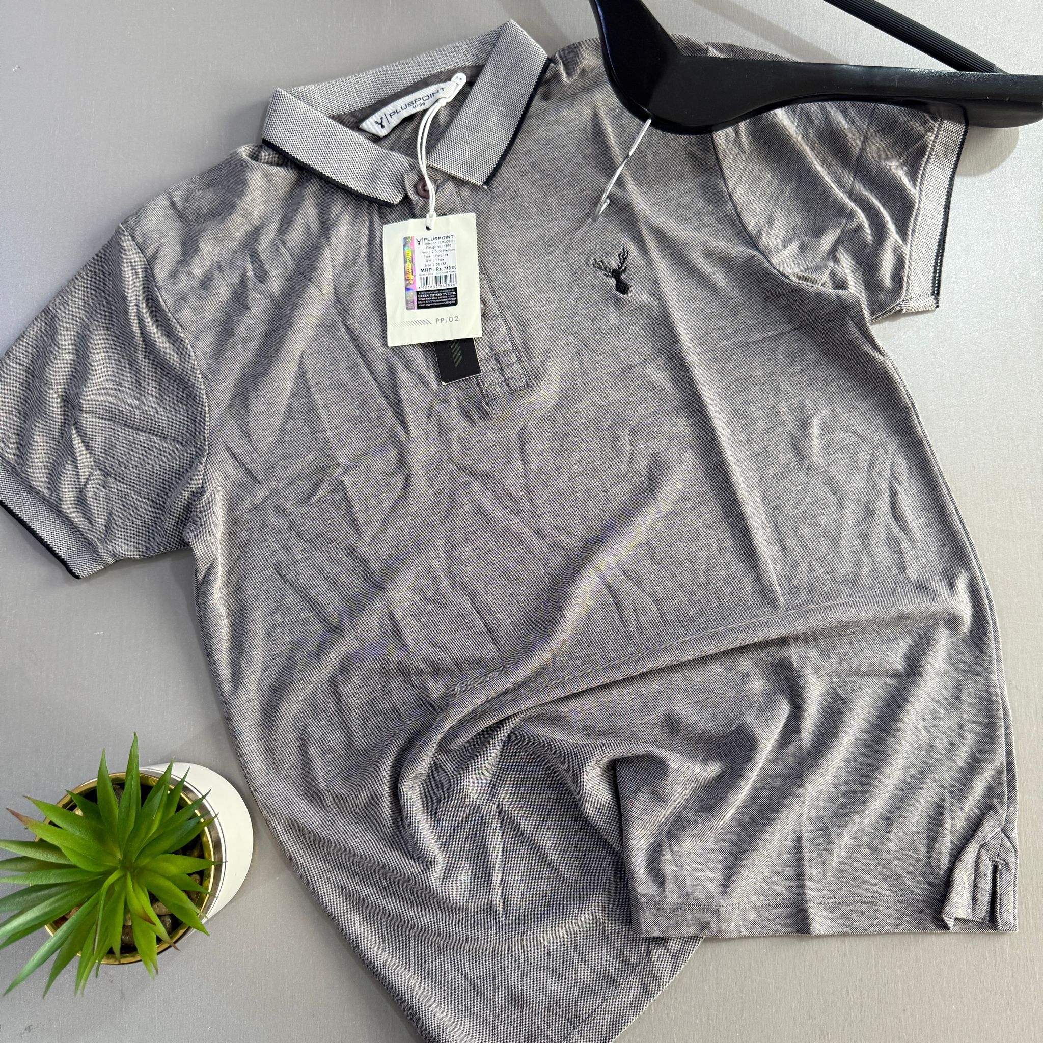 PLUS POINT POLO SHIRT - DARK GREY_1