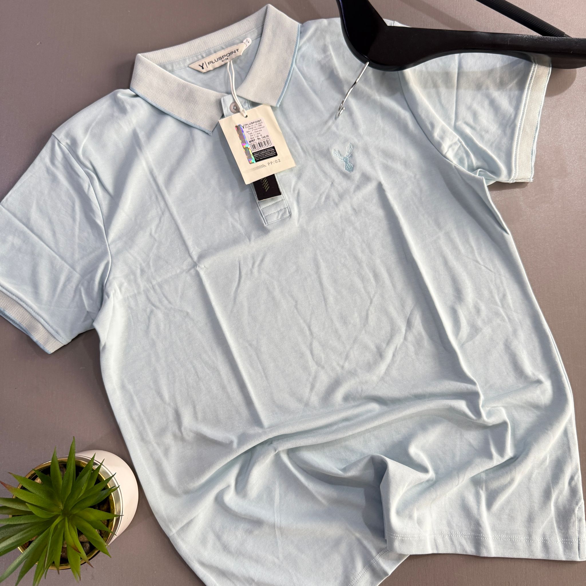PLUS POINT POLO SHIRT - SKY BLUE_1