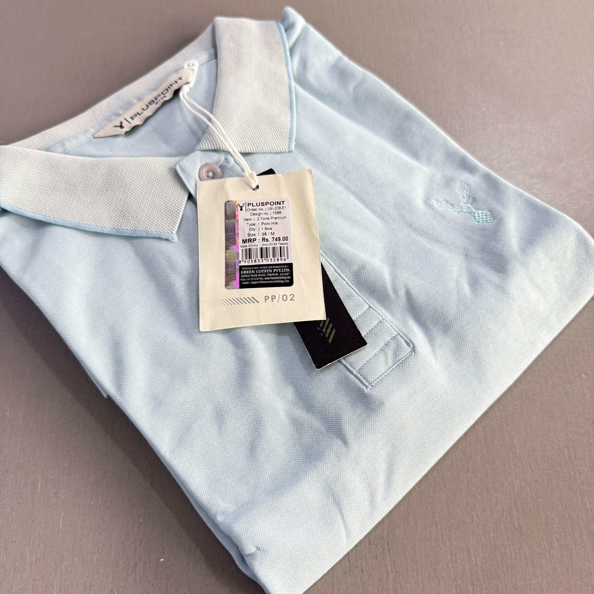 PLUS POINT POLO SHIRT - SKY BLUE_0