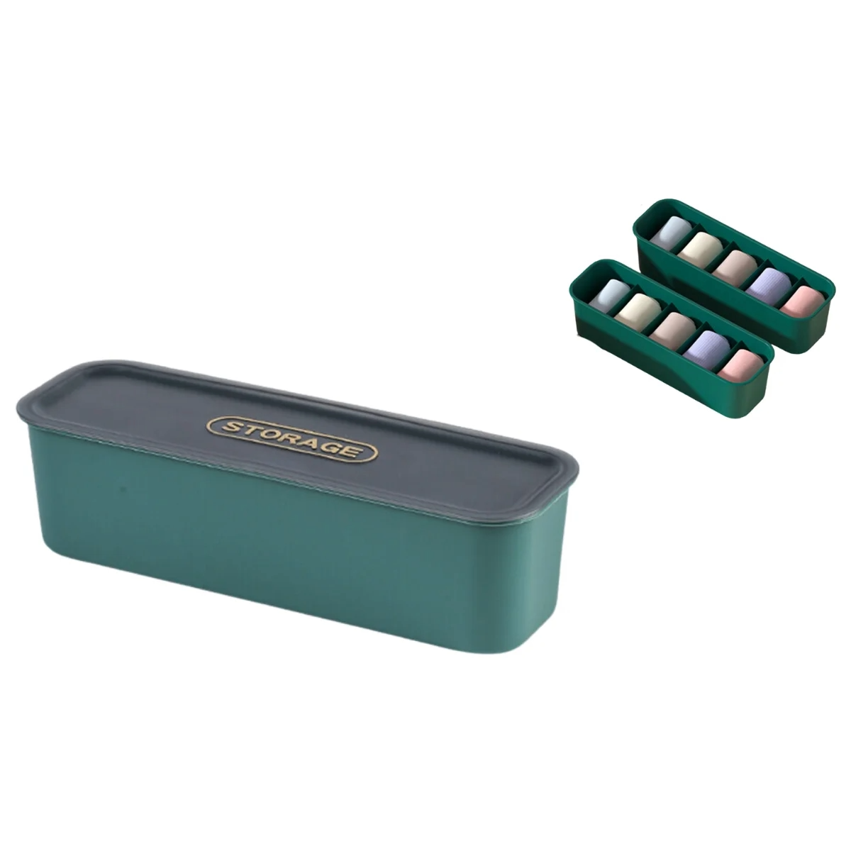 ORGANIZADOR PLASTICO PARA MEDIAS *CON TAPA* 31X10X9CM 5 COMP_0