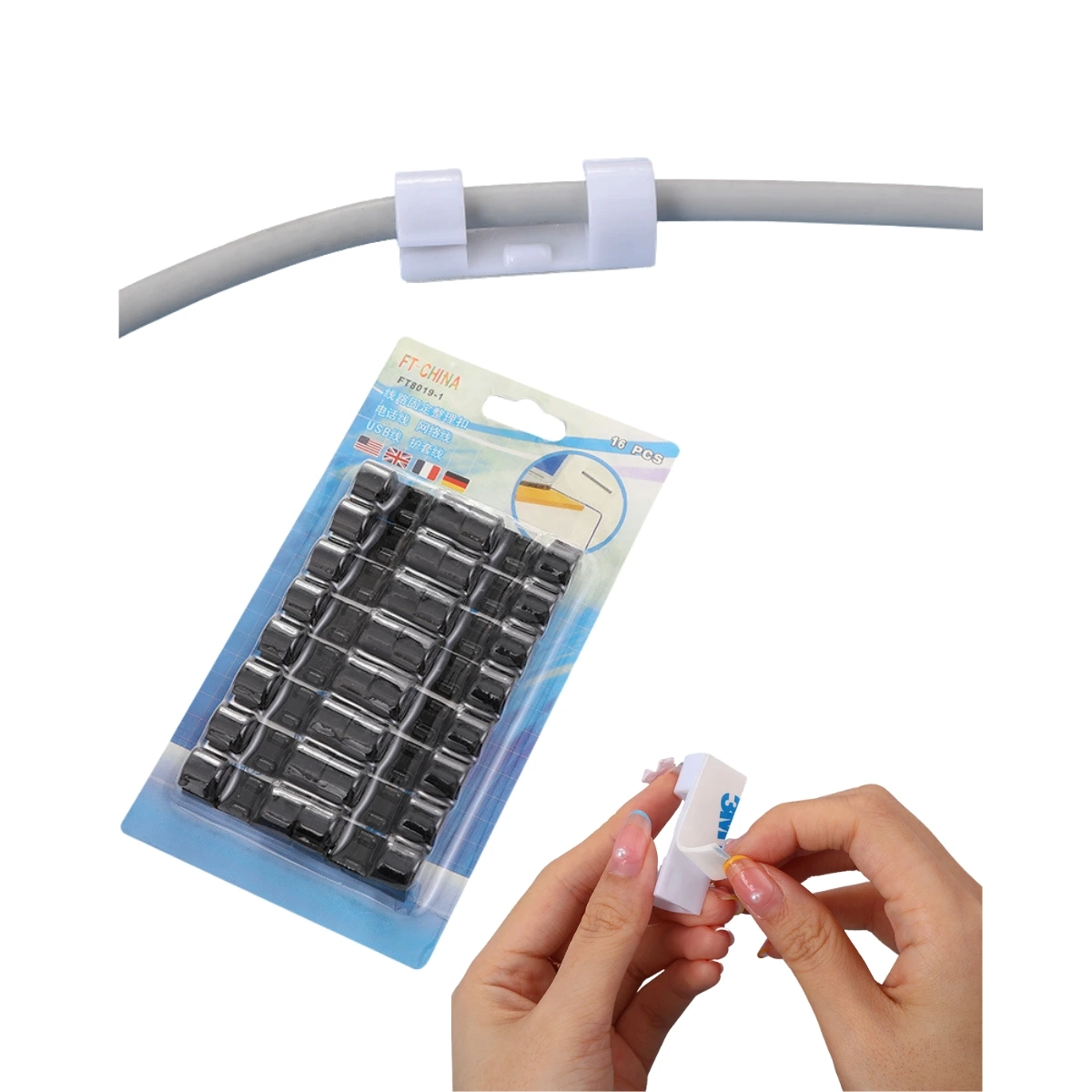 HOLDER Y ORGANIZADOR DE CABLES SET 20 PZAS FT8018-3_1