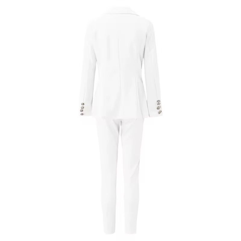 C8025 Wholesale Customized Office Long Sleeve Blazers Ladies Women Blazers Formal Two Piece Pants Set Women_4