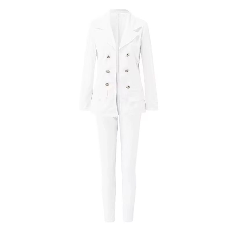 C8025 Wholesale Customized Office Long Sleeve Blazers Ladies Women Blazers Formal Two Piece Pants Set Women_3