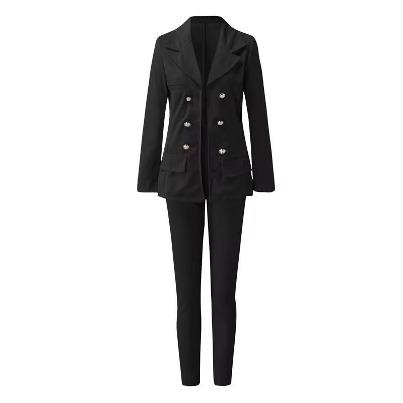 C8025 Wholesale Customized Office Long Sleeve Blazers Ladies Women Blazers Formal Two Piece Pants Set Women_2