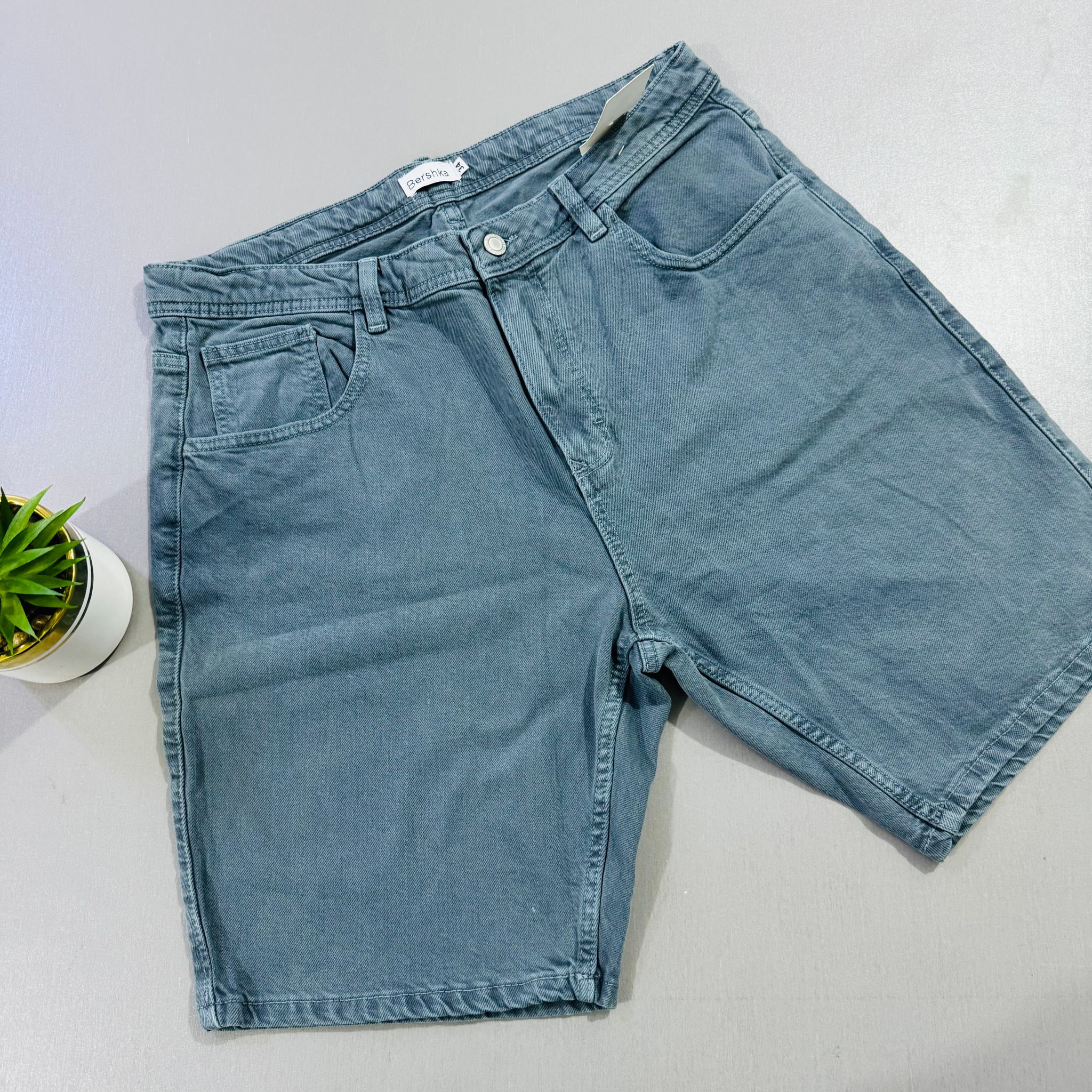 JEANS SHORTS BERSHKA - BLUISH GREEN_0