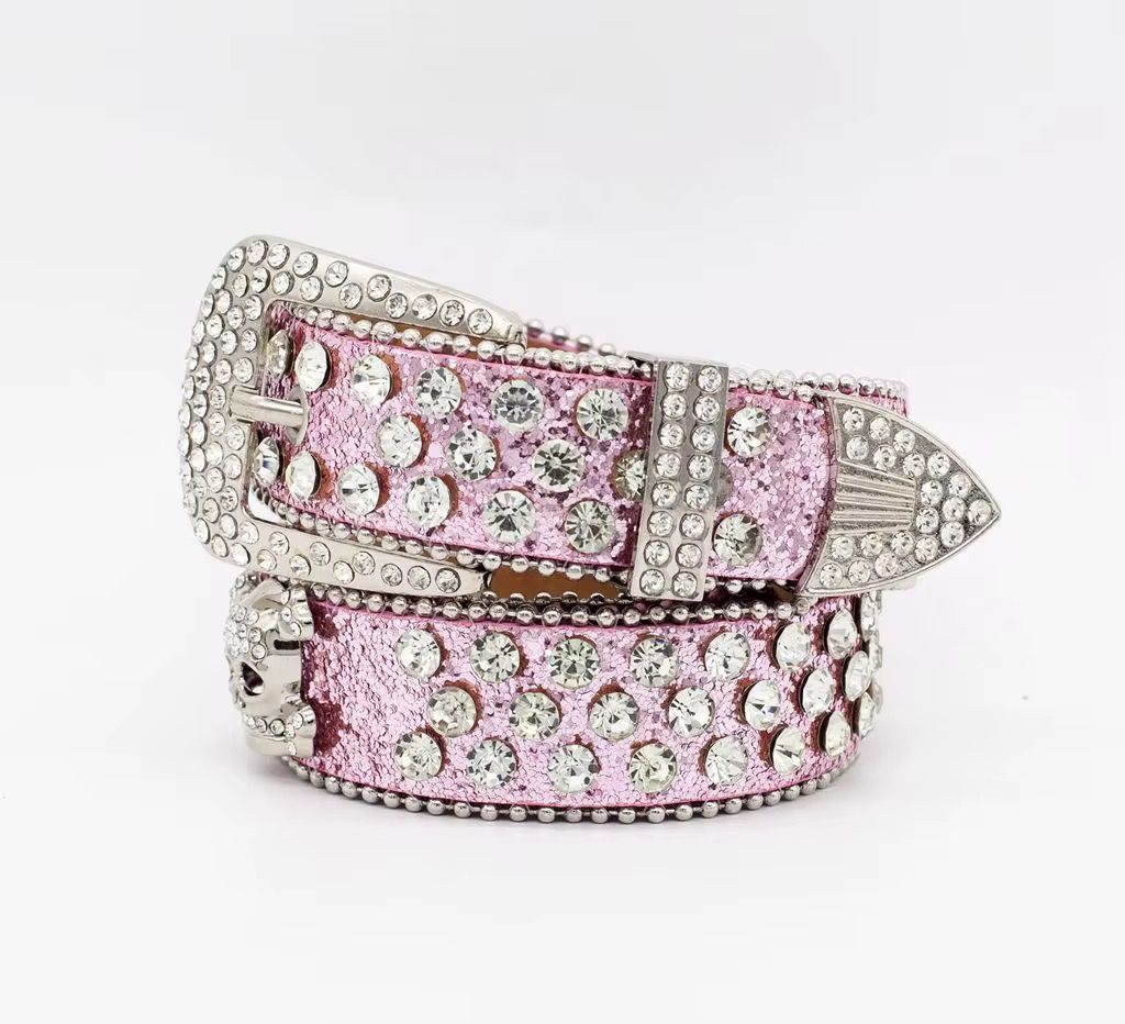 Punkrock Crystal Belts with Skull Buckle Set. Rhinestone Belt for Lady and Men Diamond PU Leather Y2K Belt_2